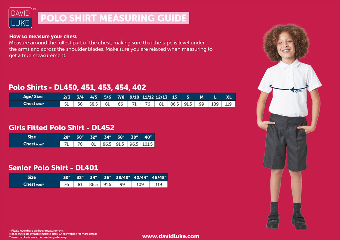 Polo shirt measuring guide